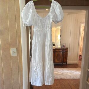 White Puff Sleeve Maxi Dress